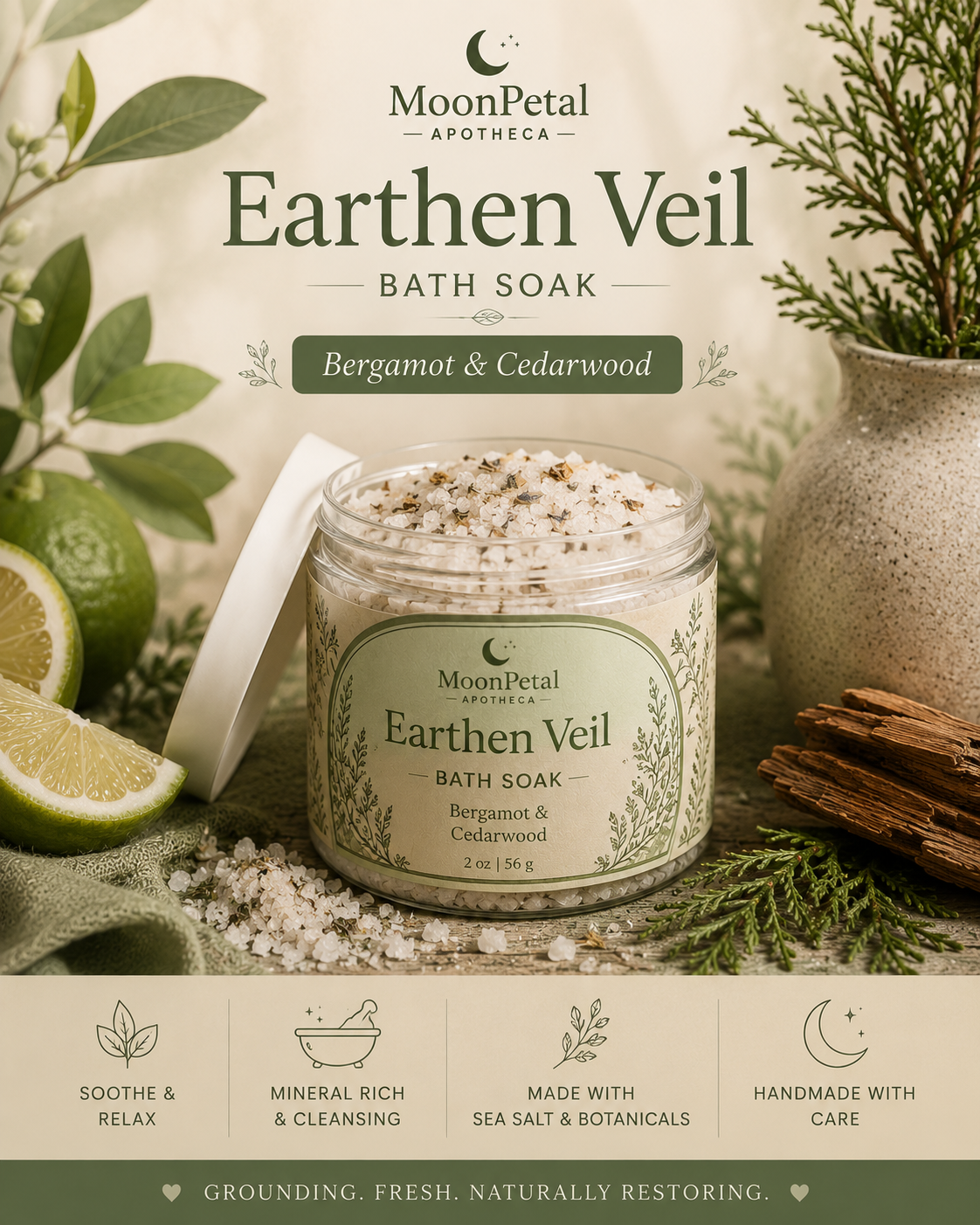 Earthen Veil Bath Soak (Bergamot & Cedarwood)