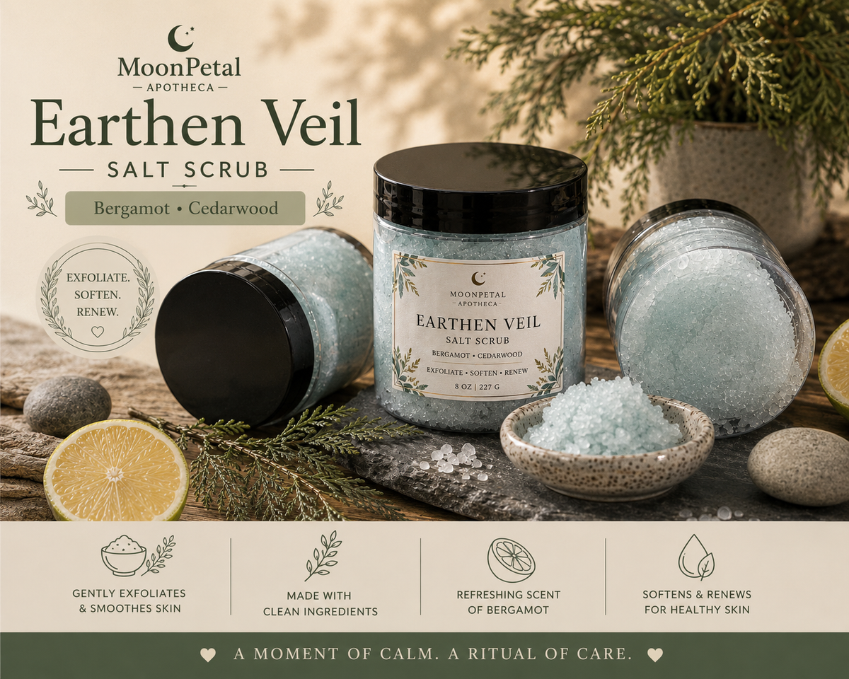 🌿 Earthen Veil Mineral Salt Scrub (Bergamot & Cedarwood)