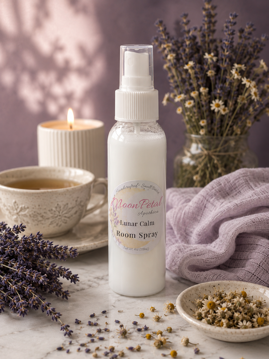 🌙 Lunar Calm Room & Linen Spray (White Tea, Lavender, & Chamomile)